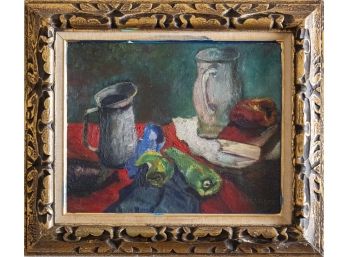 Mid Century Fauvist Still Life Oil Painting On Board Signed Max Weber