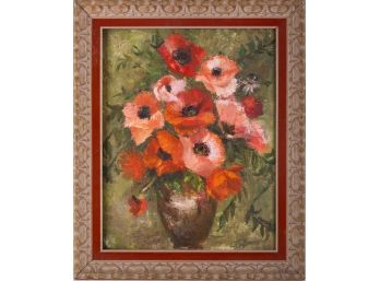 Early 20th Century Post-Impressionist Oil On Masonite 'Flowers In Vase'
