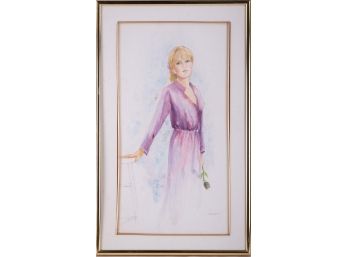 Vintage Impressionist Watercolor On Paper 'Portrait Of Lady'