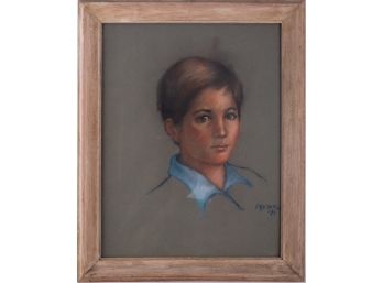 Vintage Portraiture Pastel On Paper 'Boy'
