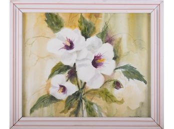 Vintage Impressionist Watercolor On Paper 'Trumpet Flower'