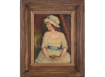 Antique After Joshua Reynolds Oil On Canvas 'Miss Simplicity'