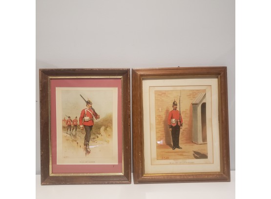 Pair Of Vintage Soldier Wall Art Prints