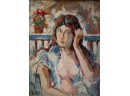 Mid Century Modernist Oil Painting 'Portrait Of Nude Girl' Signed F. Gilot