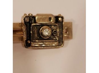Rhinestone Camera Vintage Swank Tie Clip Mens Jewelry