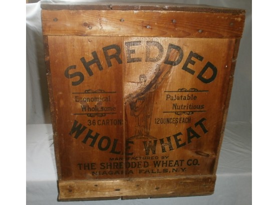 Vintage Shredded Wheat Wooden Shipping Crate With Lid