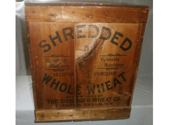 Vintage Shredded Wheat Wooden Shipping Crate With Lid
