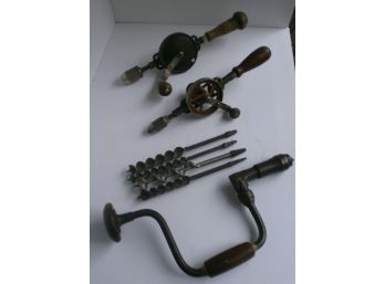 Vintage Hand Drills With Bits