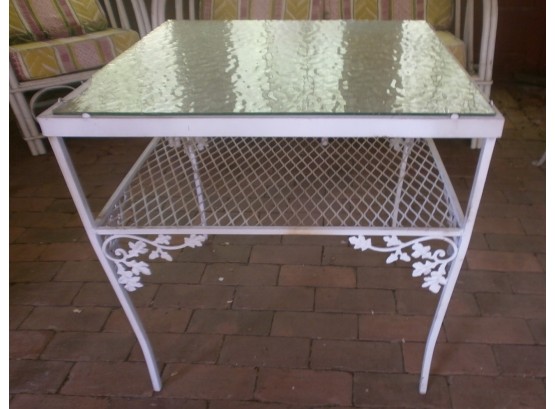 Glass And Wrought Iron Side Table