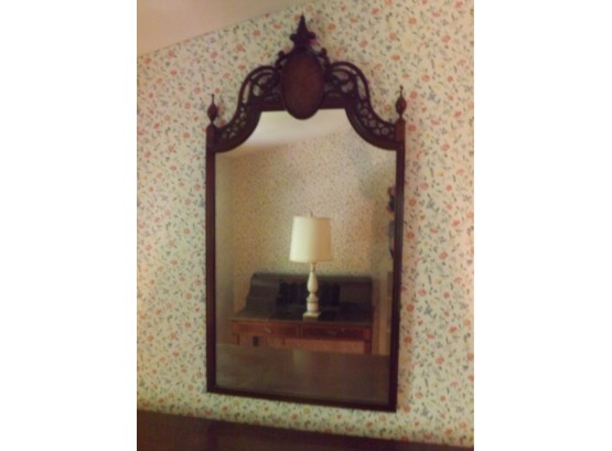 Vintage Pierced Wood Wall Mirror