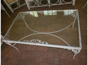 Vintage Wrought Iron And Glass Coffee Table