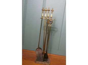 Heavy Brass Fireplace Tool Set