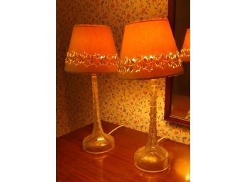 Vintage Crystal Lamps With Pierced Paper Shades