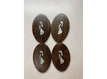 4 Wood And Mother Of Pearl  Compact  Mirrors