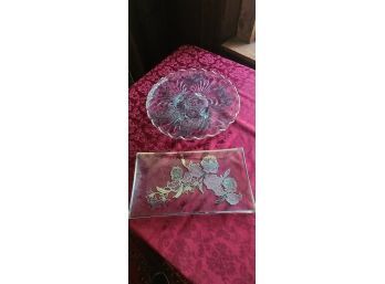Silver On Glass Serving Pieces