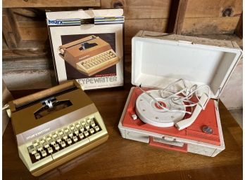 Vintage Kids Typewriter And Record Player