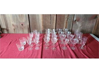 Etched Glass Stemware Lot