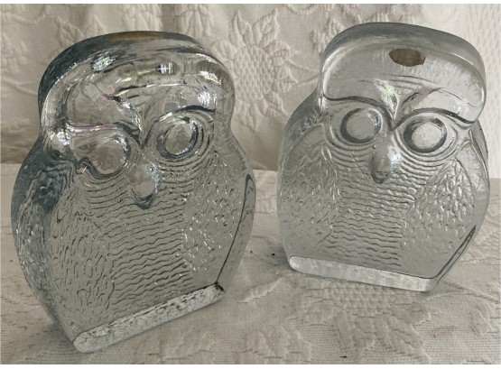 Blenko Handcraft Glass Owl Bookends