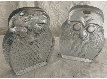 Blenko Handcraft Glass Owl Bookends