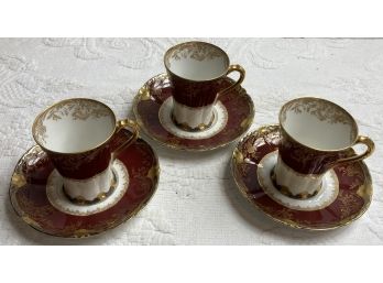 Limoge France 3 Demitasse Cups And Saucers