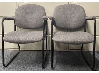 Lot Of 2 Grey And Black Metal Chairs #5