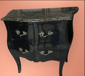 Vintage Marble Topped Wood Bombe Dresser #2
