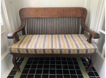 Vintage Bench With Upholstered Seat