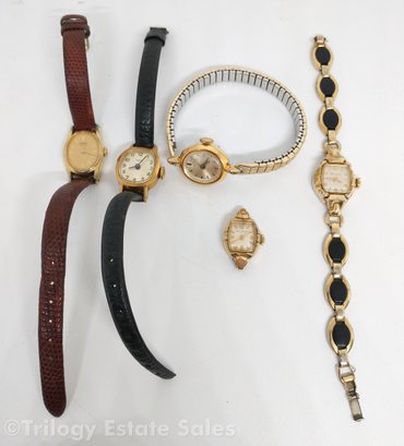 Five Vintage Ladies Watches Bulova TimeX Seiko