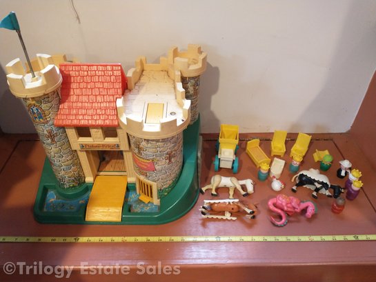Vintage Fisher Price Family Play Castle W/ Accessories