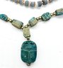 Three Necklaces: Indonesian, Egyptian & Rough Blue Stone