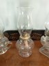 Three Antique Glass Hurricane Lamps