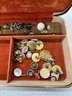 Three Vintage Boxes With Button Covers And Cufflinks