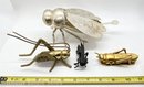 Brass Crickets & Silver Metal Bee Condiment Dish