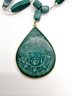 Lot Of Green And Blue Necklaces: Malachite, Vintage, Faux Pearl.