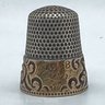Victorian Size 8 Thimble Inscribed 'Mother' Sterling Silver With 14k Gold Overlay