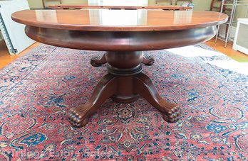 Dodge Furniture Round Pedestal Table With Claw Feet Expands To 10' With Leaves