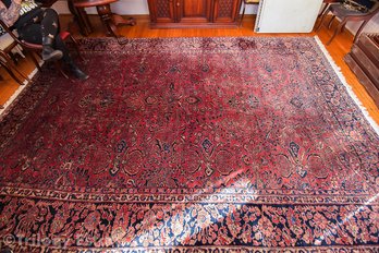 Washed And Painted Sarouk 13'3' X 10' Carpet Rug