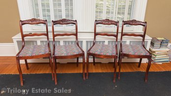 Four Vintage Chairs Upholstered Seats