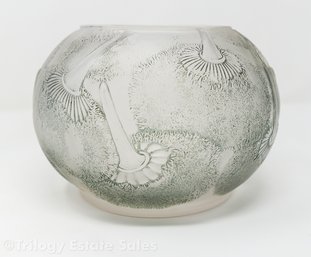 Lalique Du Barry Pressed Glass Bowl With Intaglio Staining