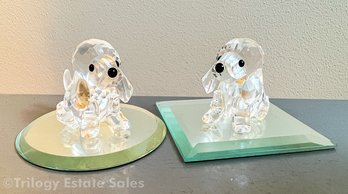 Swarovski Crystal Dogs With Mirror Bases