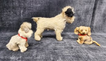 Two Original Fur Toys Dogs Made In West Germany & Steiff Black And White Dog
