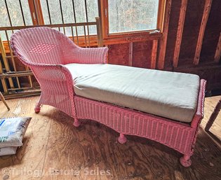 Pink Wicker Day Bed Lounger