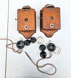 Pair Antique Mesco Oak Intercom Boxes