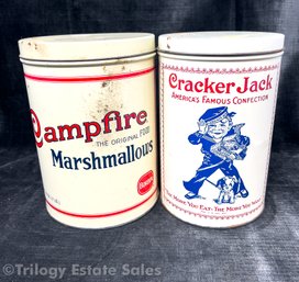 Vintage Reproductions Of Campfire Marshmallows And Cracker Jack Tins