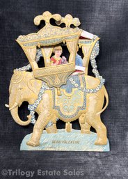 Antique Die Cut And Embossed Victorian Valentine Elephant Card Printed In Germany AS IS
