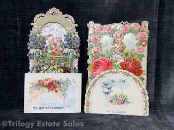 Two Victorian Die Cut & Embossed Valentine Cards Printed In Germany #3