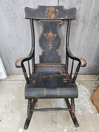 Antique Ebonized And Gilt Painted Rocking Chair