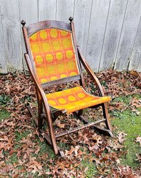 Antique Ladies Victorian Folding Rocking Chair With Sling Seat