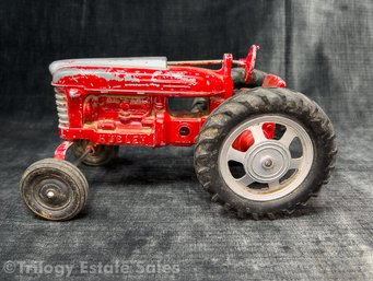 Vintage Hubley Kiddie Toy Die Cast Metal Red Tractor