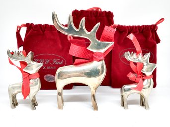 H.R.W Fink Reindeer SIlver Plate Christmas Figures